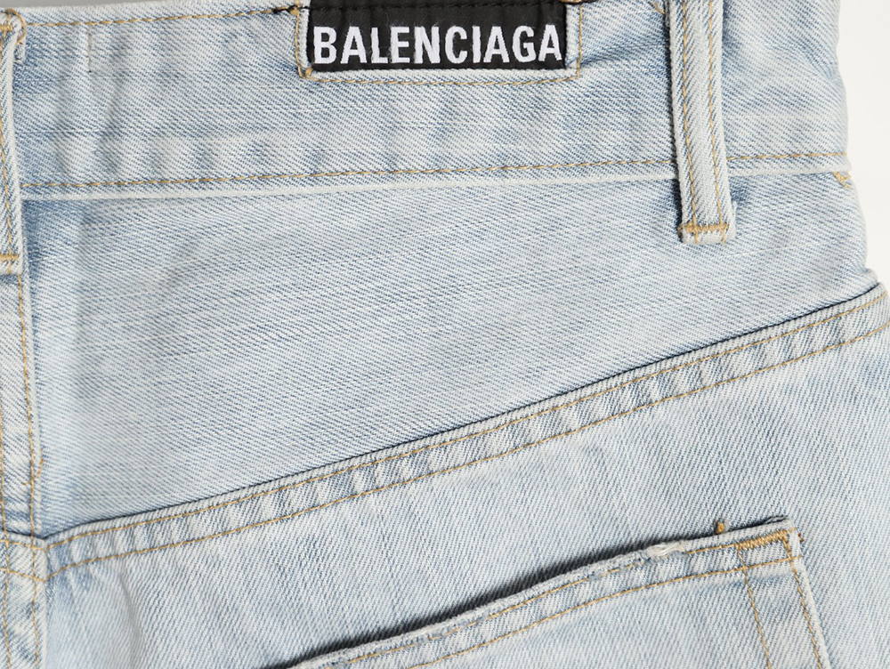 Ba*len*cia*ga denim heavy bleached washed denim shorts
