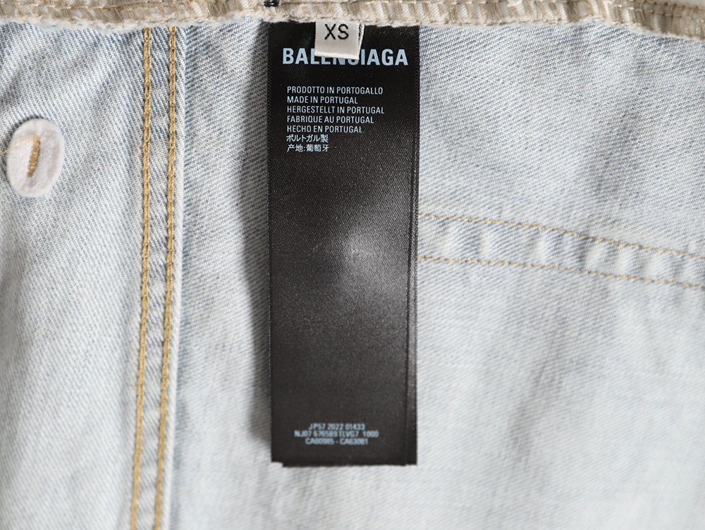 Ba*len*cia*ga denim heavy bleached washed denim shorts