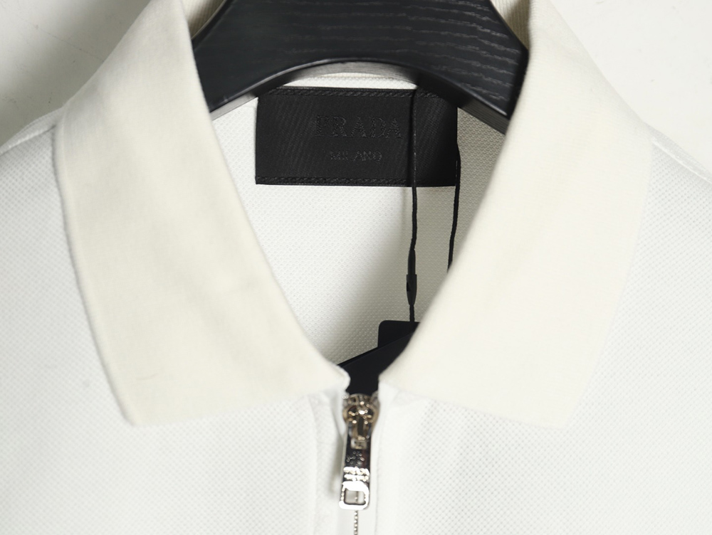 Pra*a classic triangle logo half-zip short-sleeved polo shirt