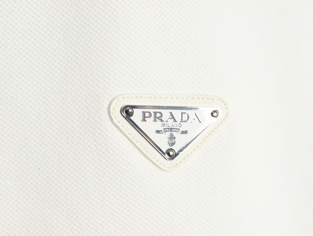 Pra*a classic triangle logo half-zip short-sleeved polo shirt