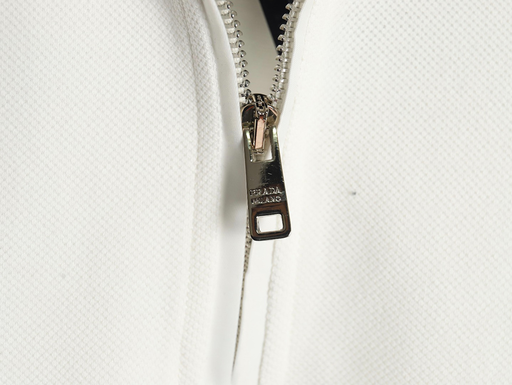 Pra*a classic triangle logo half-zip short-sleeved polo shirt