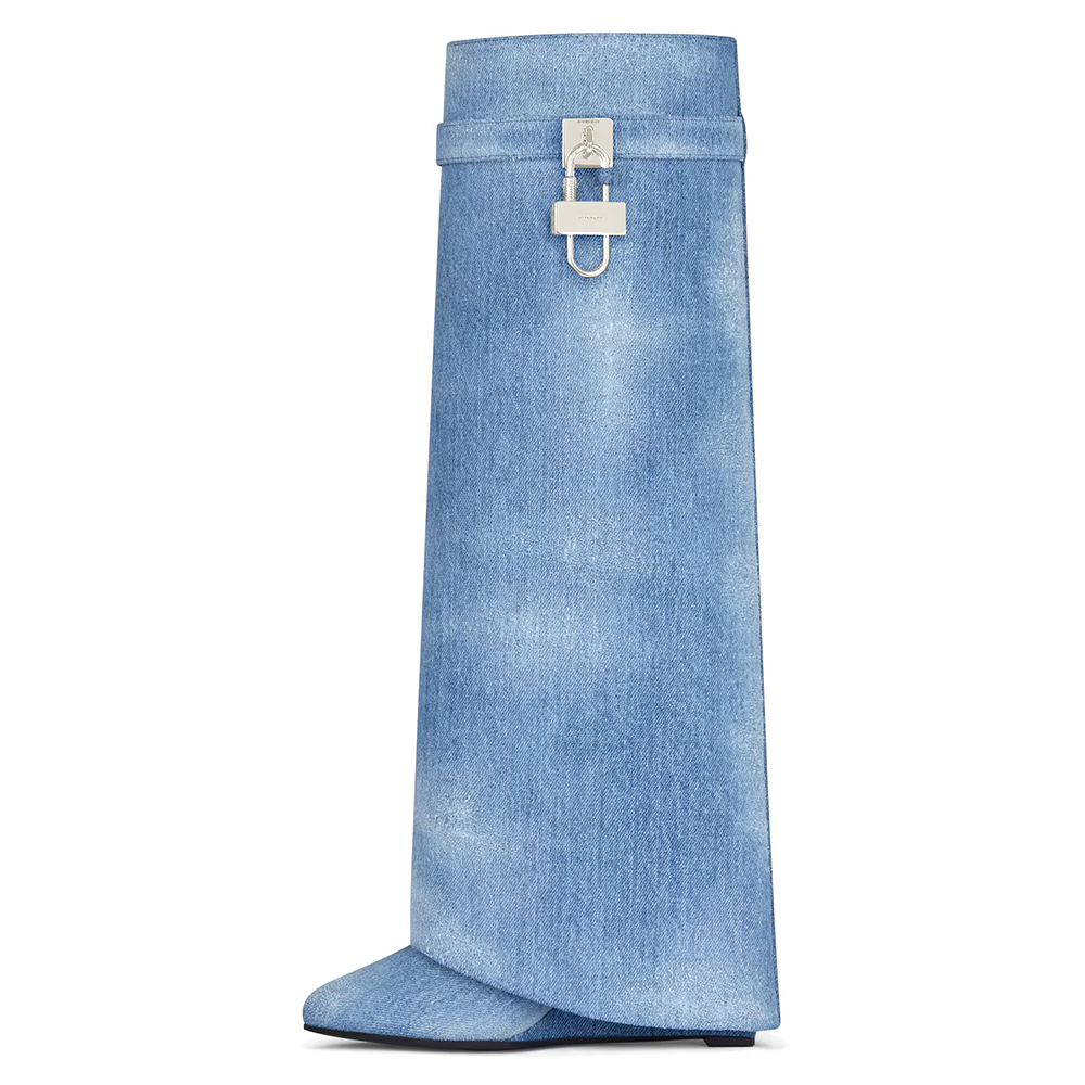 Givenchy Shark Lock boots in washed denim