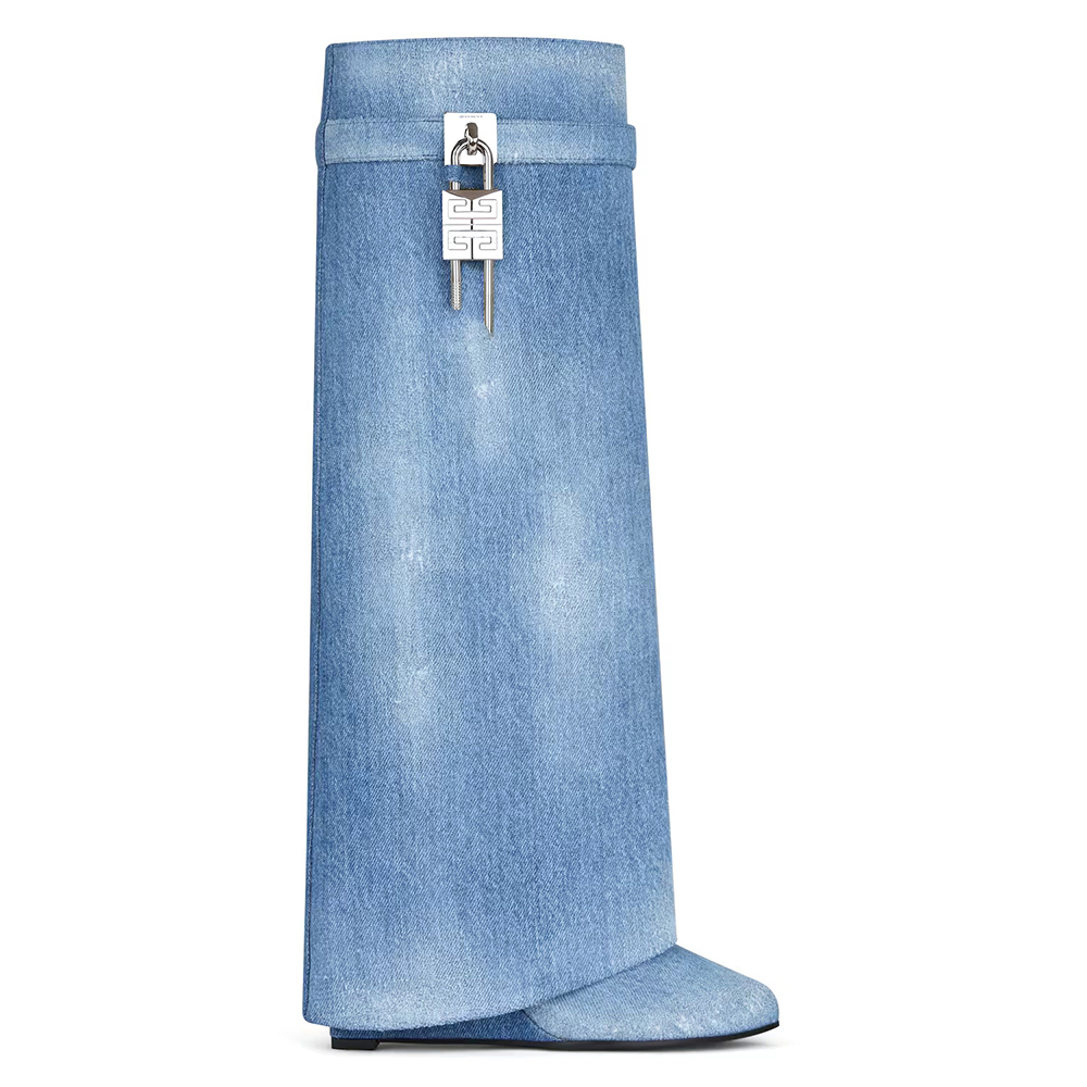 Givenchy Shark Lock boots in washed denim