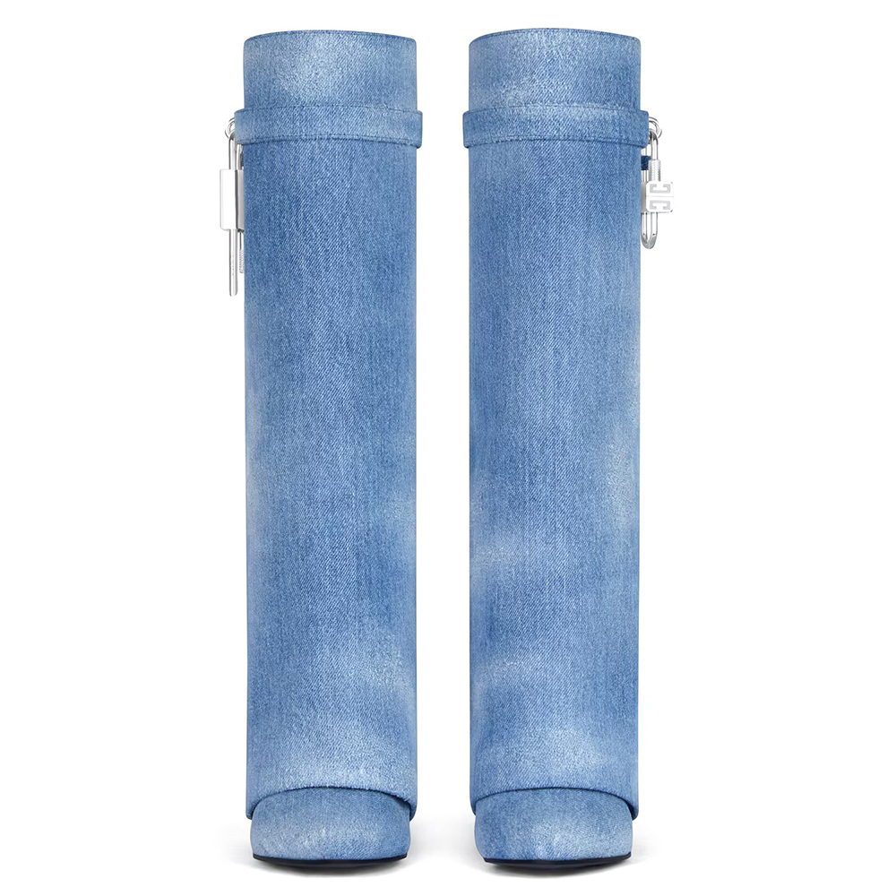 Givenchy Shark Lock boots in washed denim