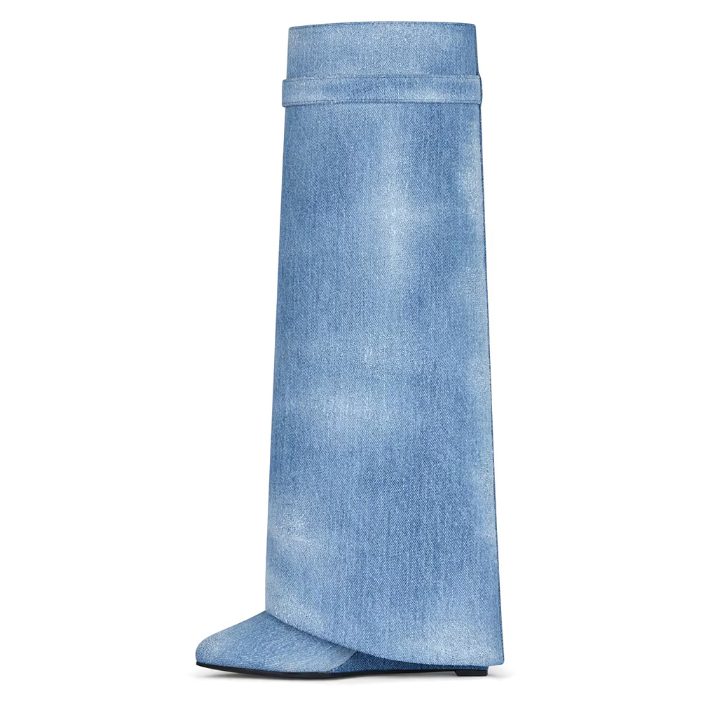 Givenchy Shark Lock boots in washed denim