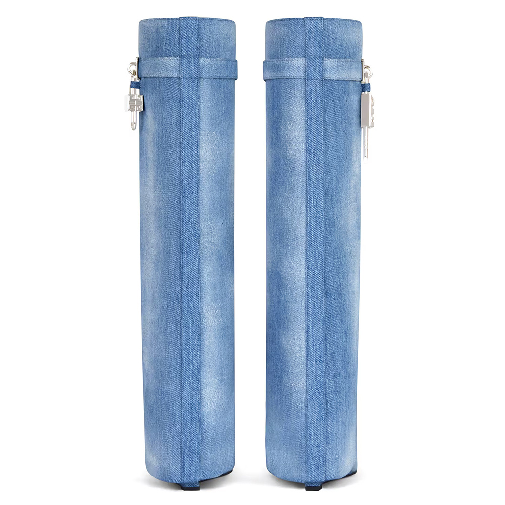 Givenchy Shark Lock boots in washed denim