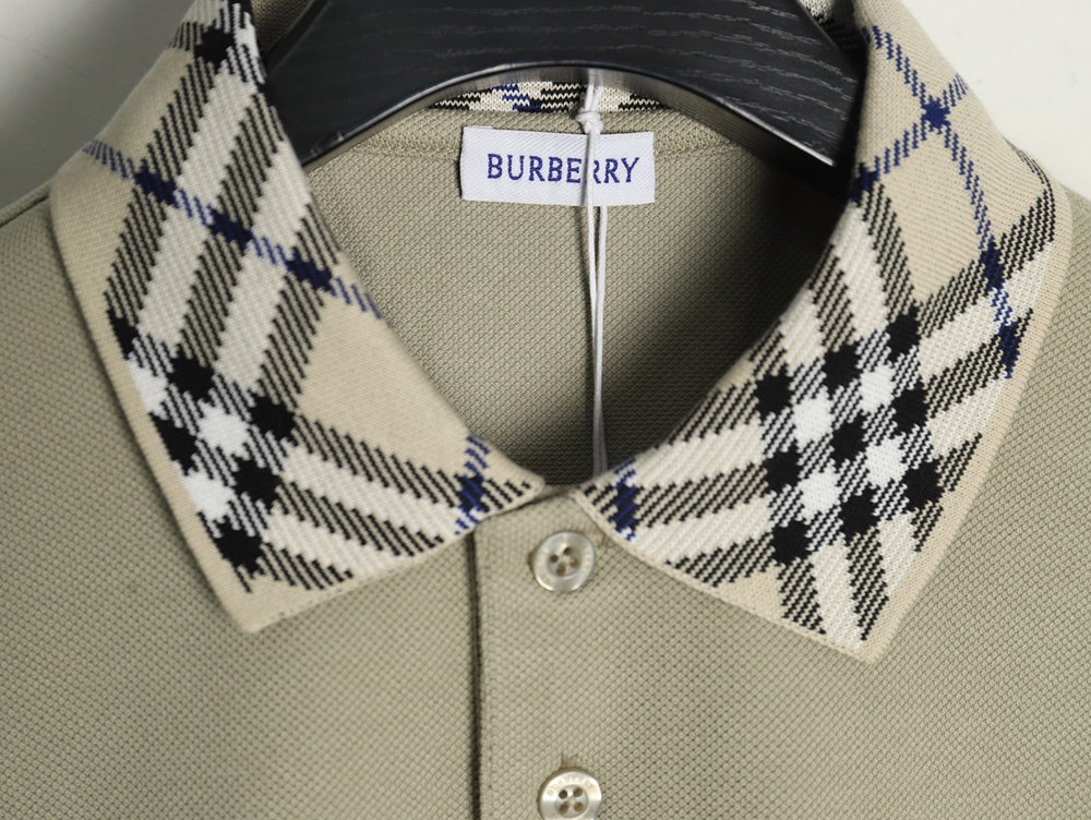 B**rry check collar short sleeve polo shirt