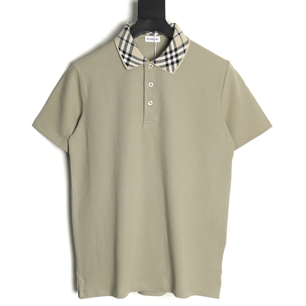 B**rry check collar short sleeve polo shirt