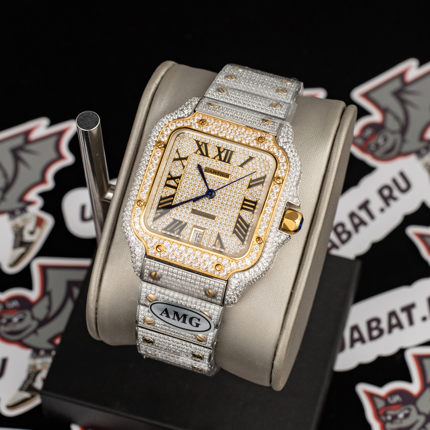 ca*t*er santos 100 xl 2656 gold and steel full custom Di*m*nd men