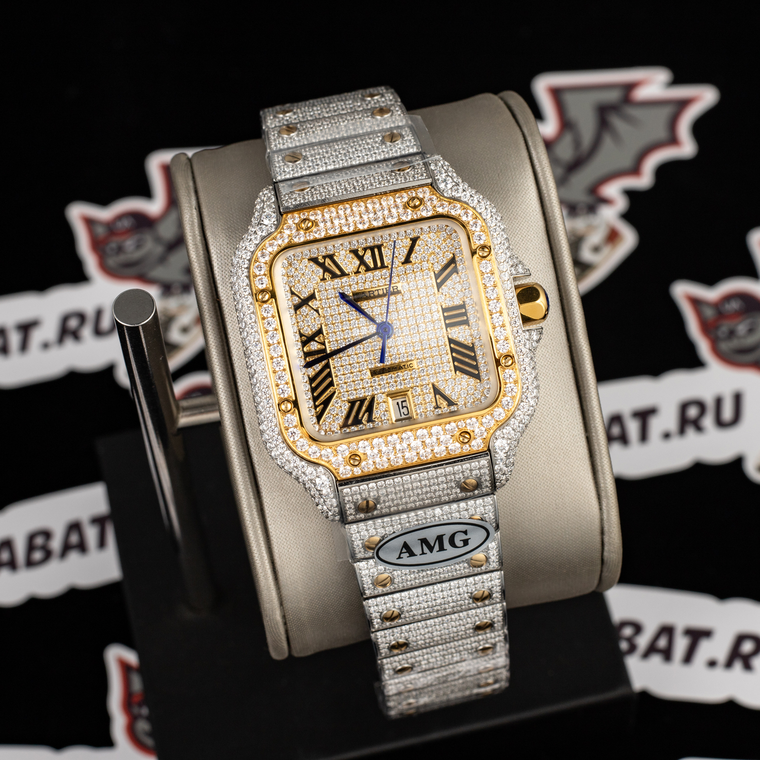 ca*t*er santos 100 xl 2656 gold and steel full custom Di*m*nd men