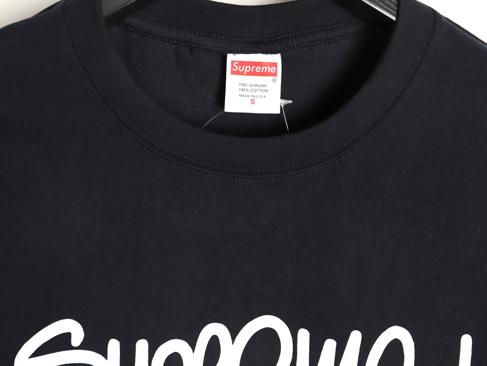 S*p*e line cursive letter graffiti round neck short-sleeved t-shirt