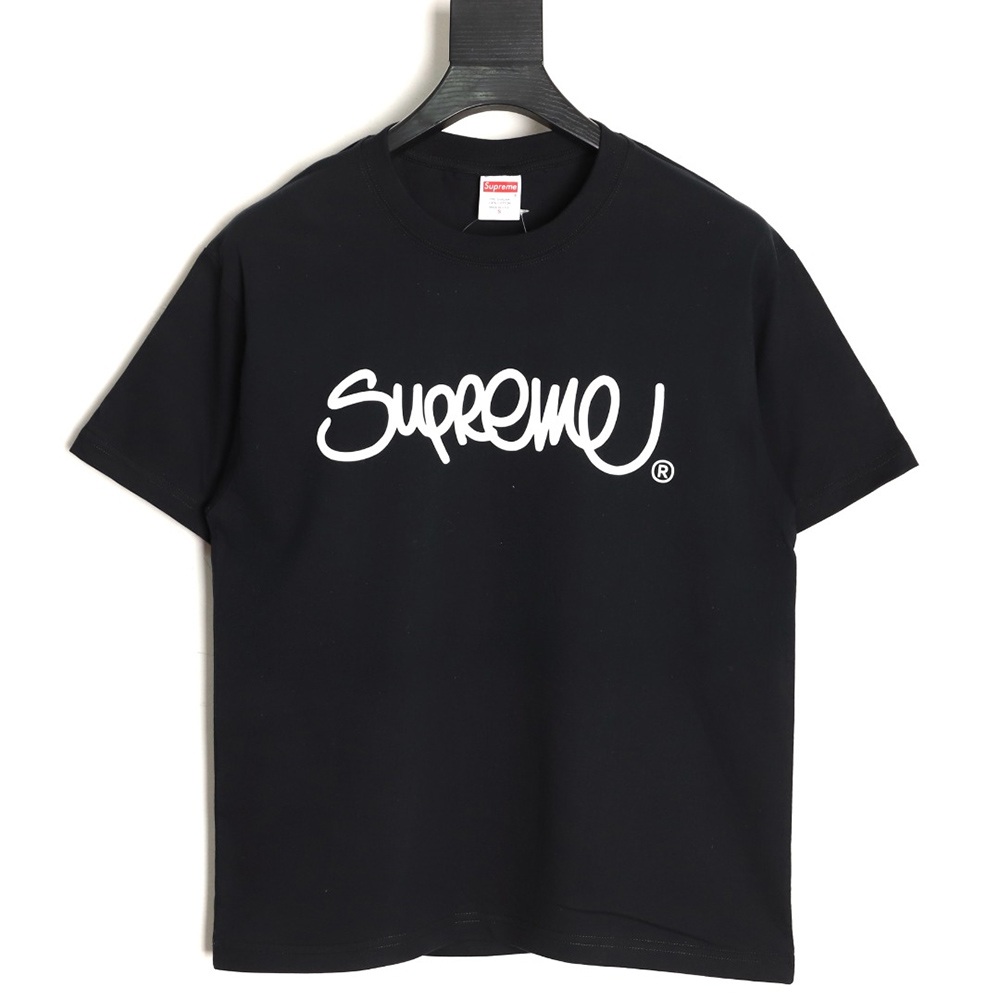 S*p*e line cursive letter graffiti round neck short-sleeved t-shirt