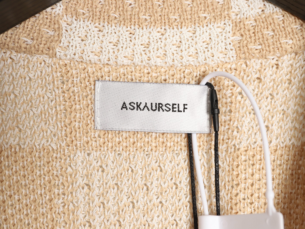 Askyurself checkerboard knit short-sleeved shirt