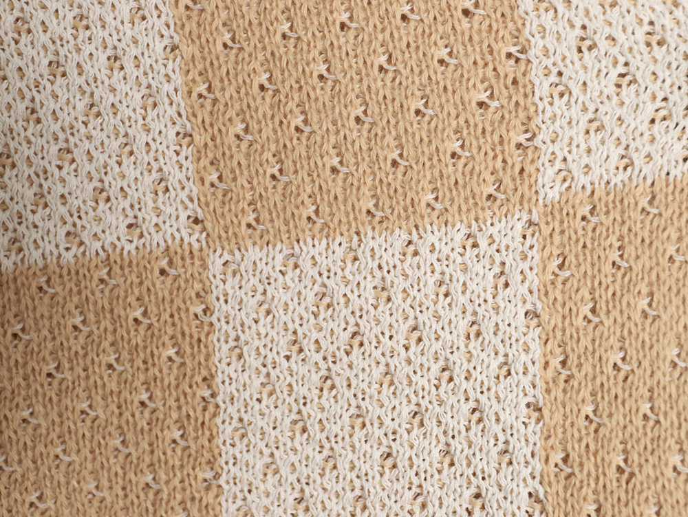 Askyurself checkerboard knit short-sleeved shirt