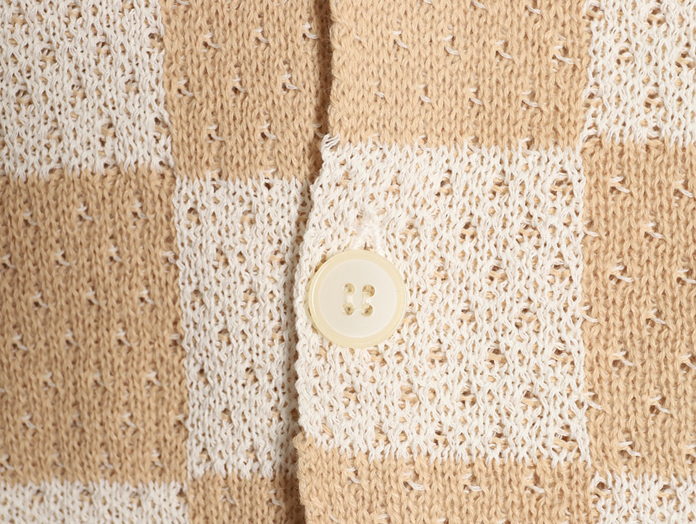 Askyurself checkerboard knit short-sleeved shirt