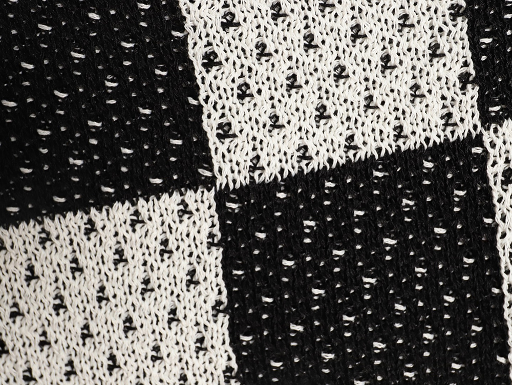 Askyurself checkerboard knit short-sleeved shirt TSK1