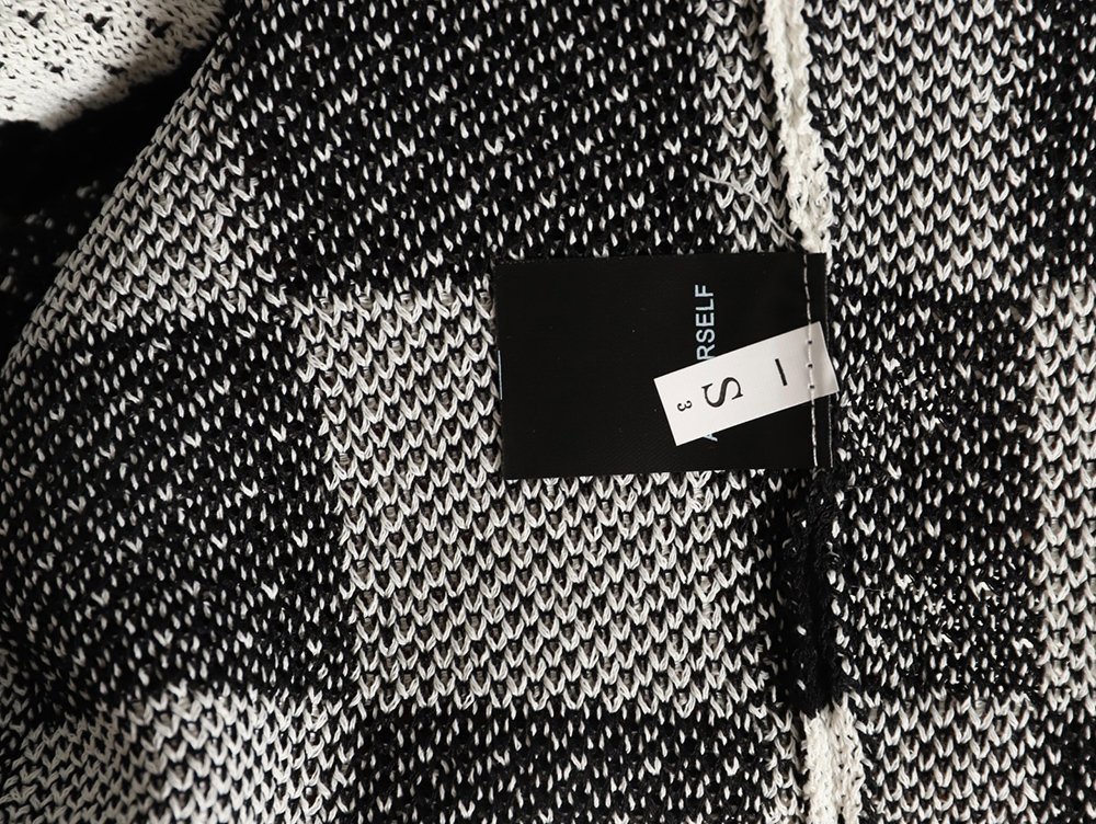 Askyurself checkerboard knit short-sleeved shirt TSK1