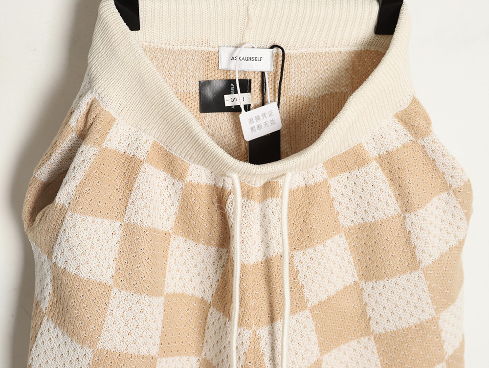 Askyurself checkerboard knit shorts