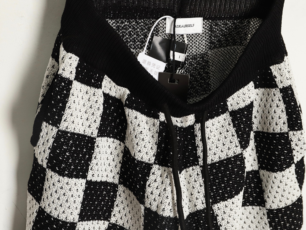 Askyurself checkerboard knit shorts TSK1