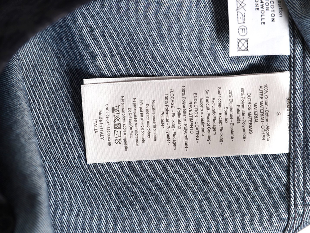 D*or flocked monogram embroidered denim short-sleeved shirt