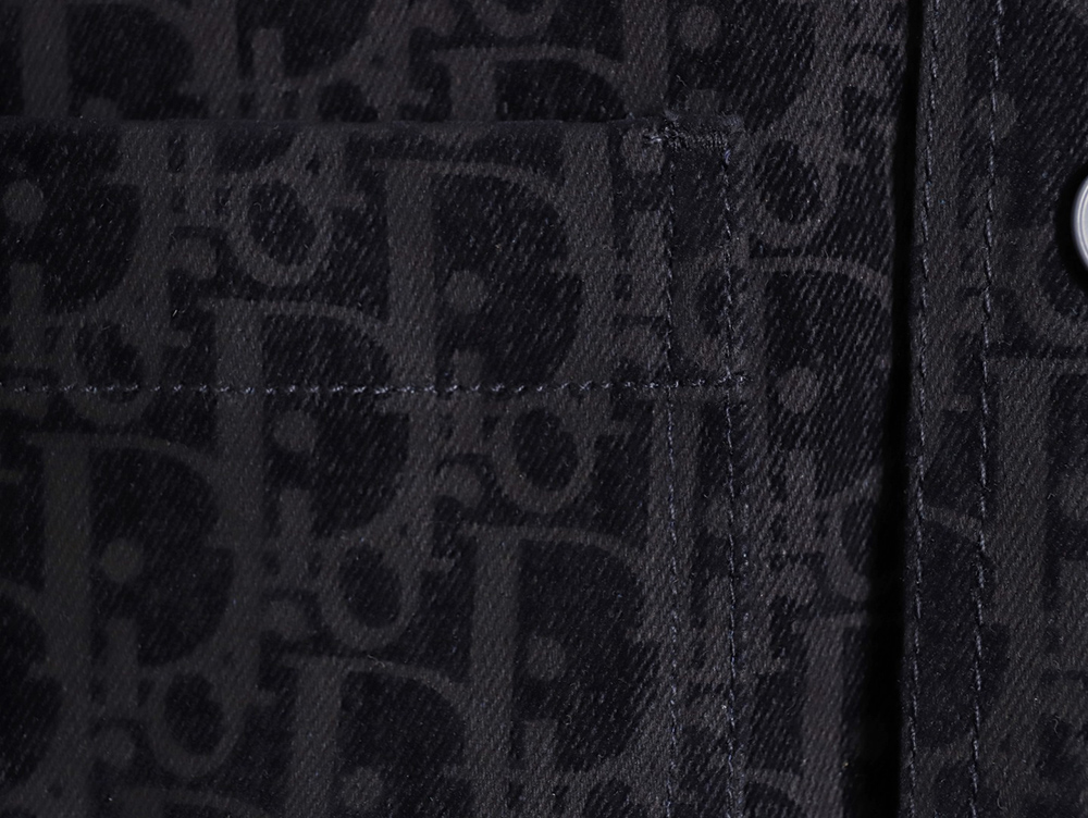 D*or flocked monogram embroidered denim short-sleeved shirt