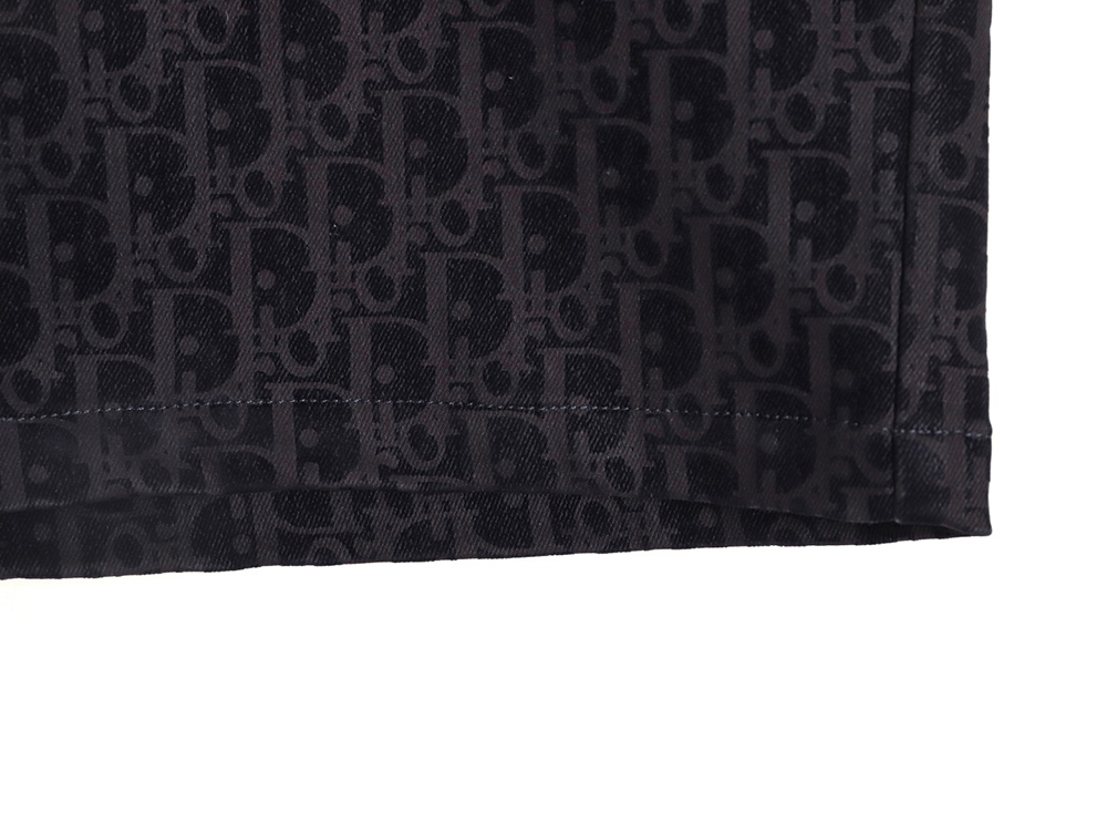 D*or flocked monogram embroidered denim shorts