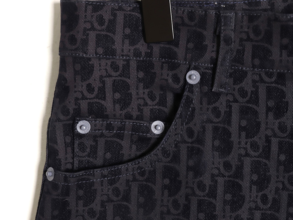 D*or flocked monogram embroidered denim shorts