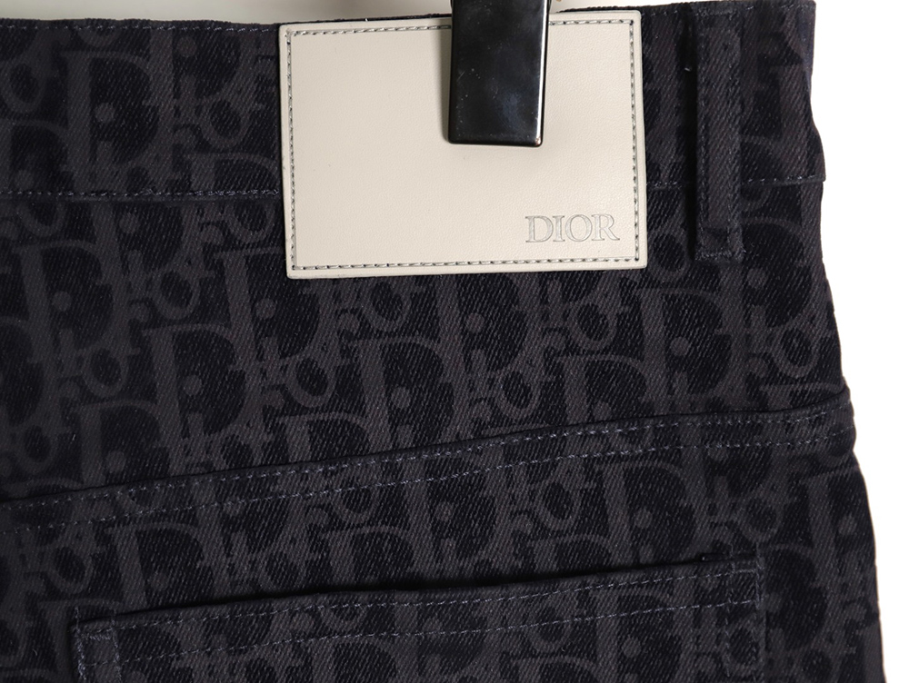 D*or flocked monogram embroidered denim shorts