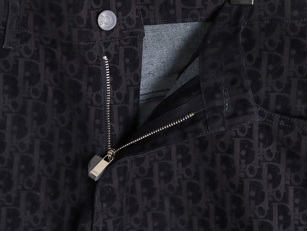 D*or flocked monogram embroidered denim shorts