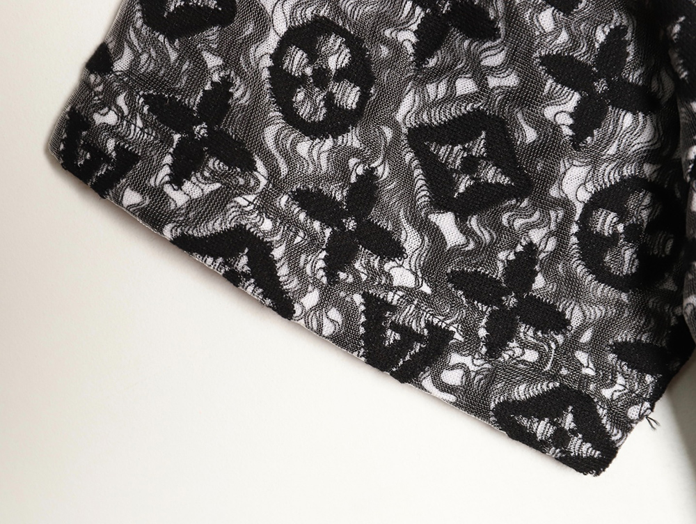 l0*is V*t0n double-layer mesh jacquard monogram short-sleeve