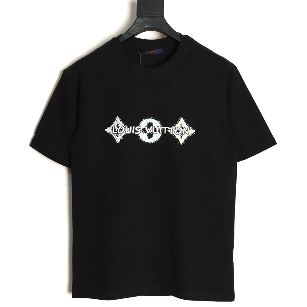 l0*is V*t0n hand-painted three-flower print short-sleeve