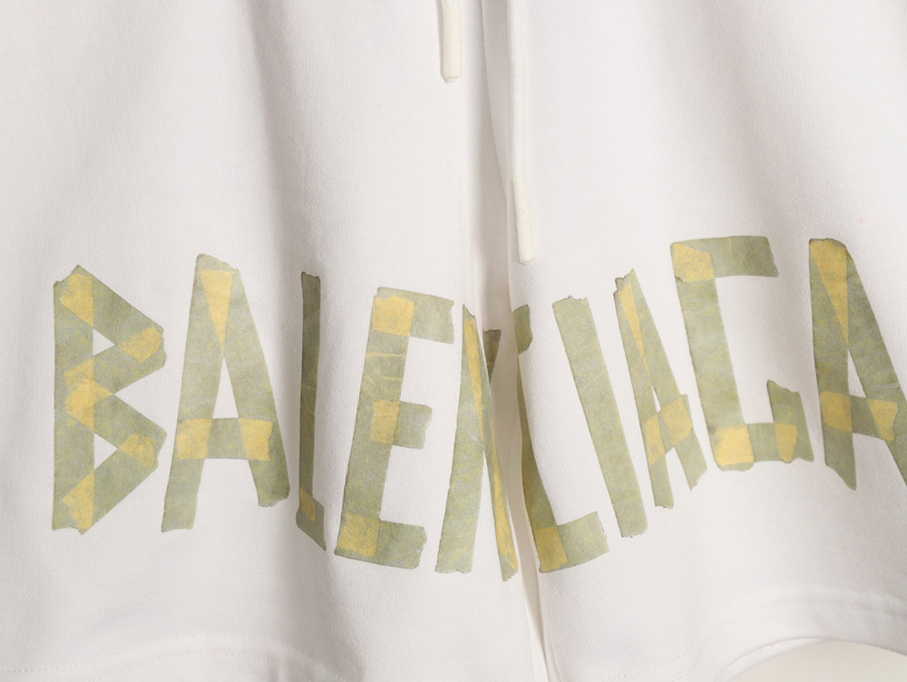 Ba*len*cia*ga masking tape printed shorts
