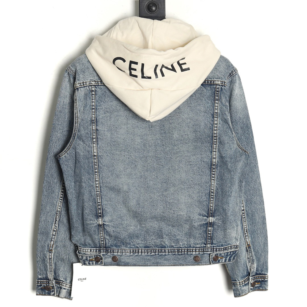 Ce**e paneled hooded denim jacket