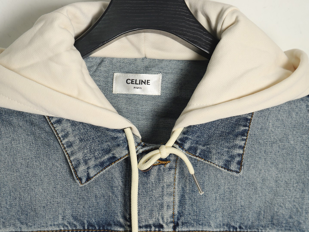Ce**e paneled hooded denim jacket