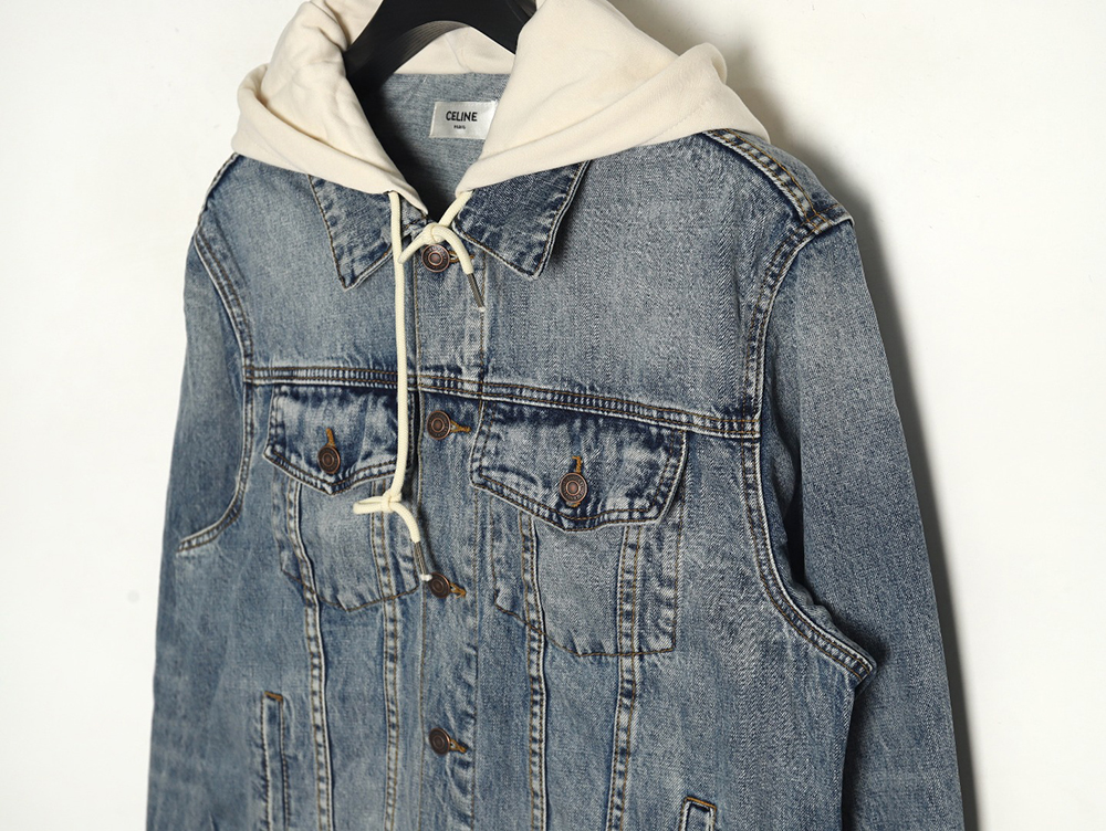 Ce**e paneled hooded denim jacket