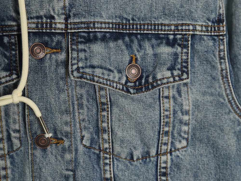 Ce**e paneled hooded denim jacket