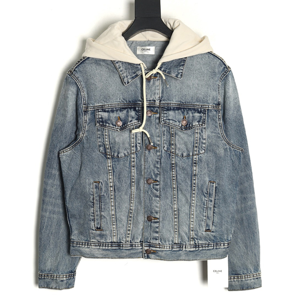 Ce**e paneled hooded denim jacket