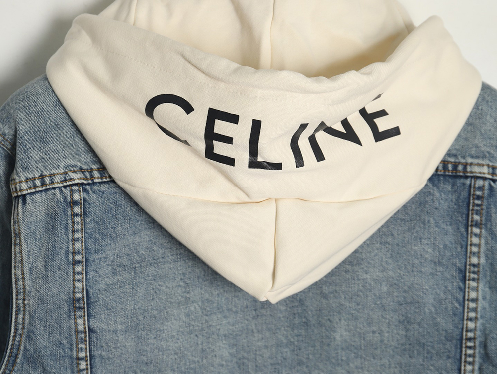 Ce**e paneled hooded denim jacket