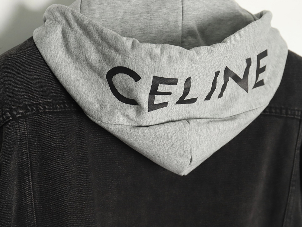 Ce**e paneled hooded denim jacket tsk1