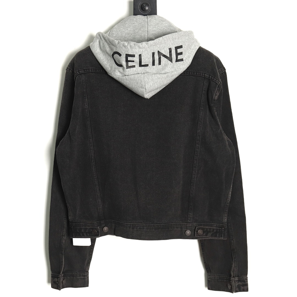 Ce**e paneled hooded denim jacket tsk1