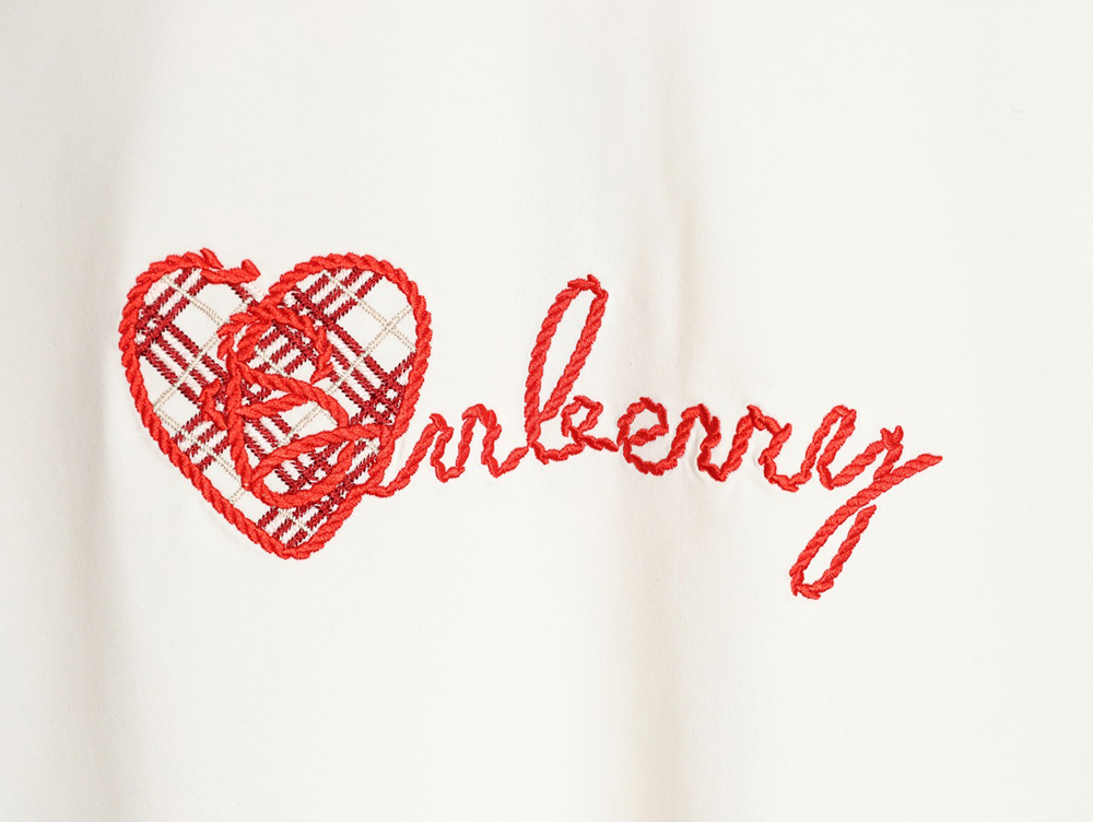 B**rry heart letter embroidered round neck short sleeve t-shirt