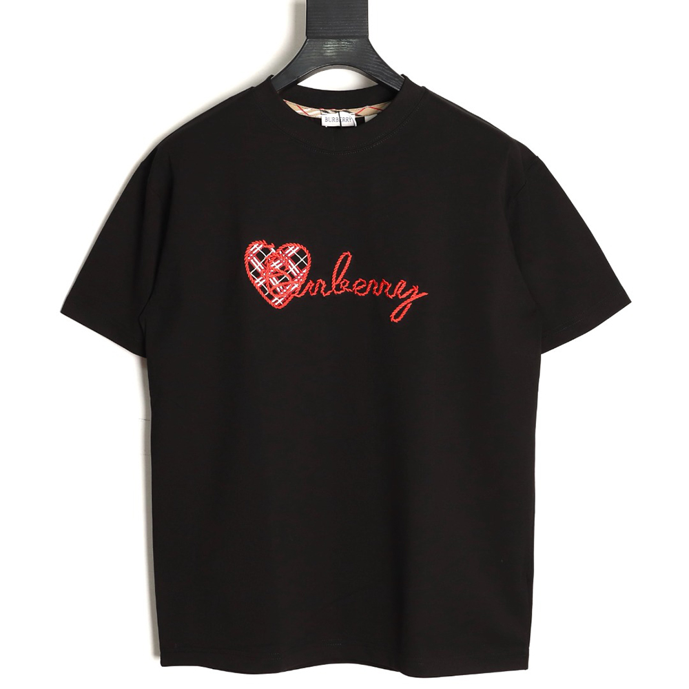 B**rry heart letter embroidered round neck short sleeve t-shirt tsk2