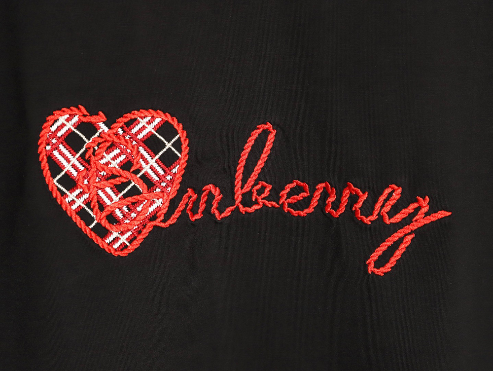 B**rry heart letter embroidered round neck short sleeve t-shirt tsk2