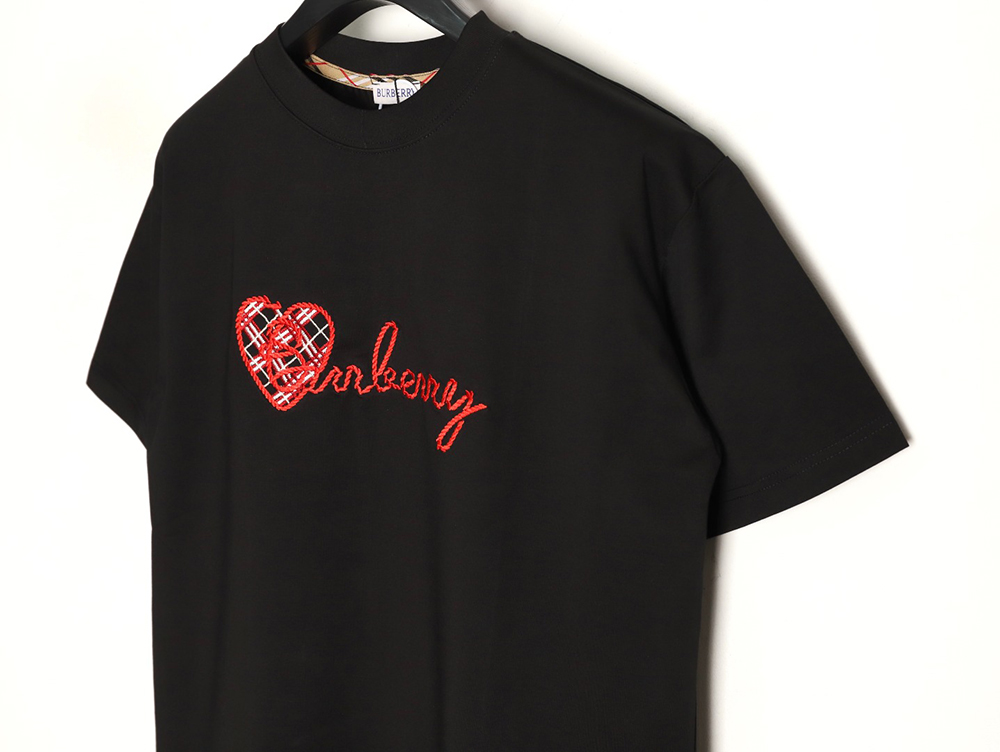 B**rry heart letter embroidered round neck short sleeve t-shirt tsk2