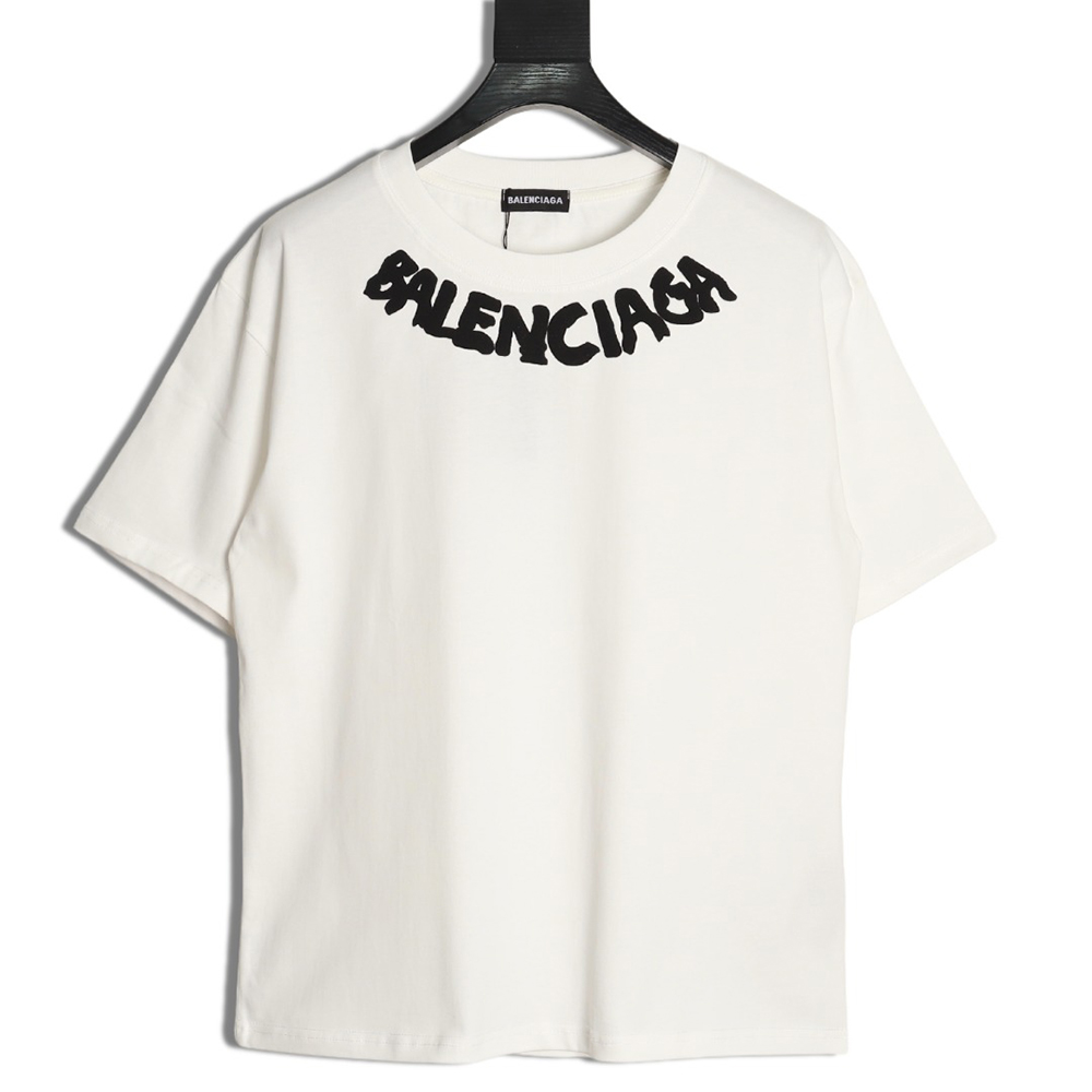 Ba*len*cia*ga collar lettering short-sleeved t-shirt