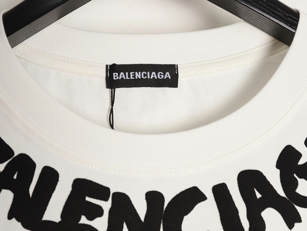 Ba*len*cia*ga collar lettering short-sleeved t-shirt