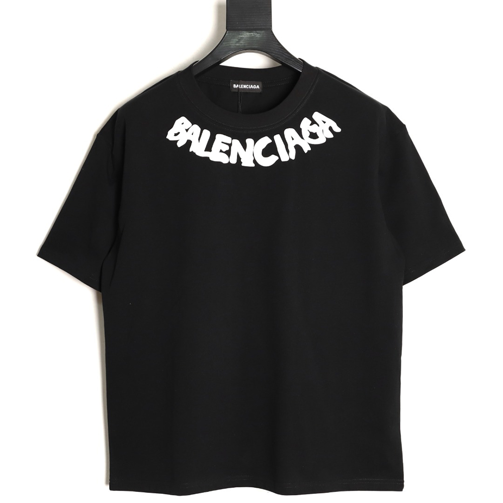 Ba*len*cia*ga collar lettering short-sleeved t-shirt tsk1