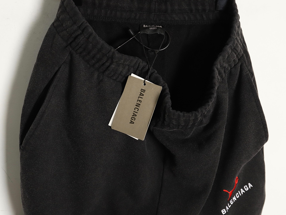 Ba*len*cia*ga & puma joint washed distressed shorts