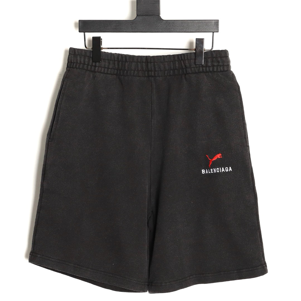 Ba*len*cia*ga & puma joint washed distressed shorts