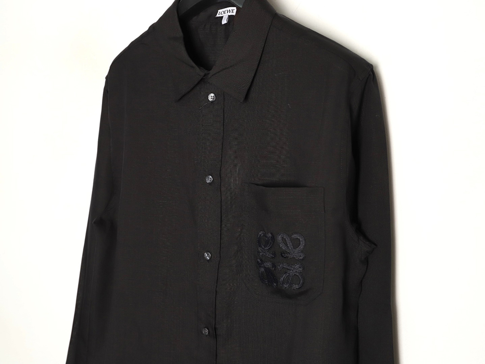 L0ew* embroidered linen long-sleeved shirt